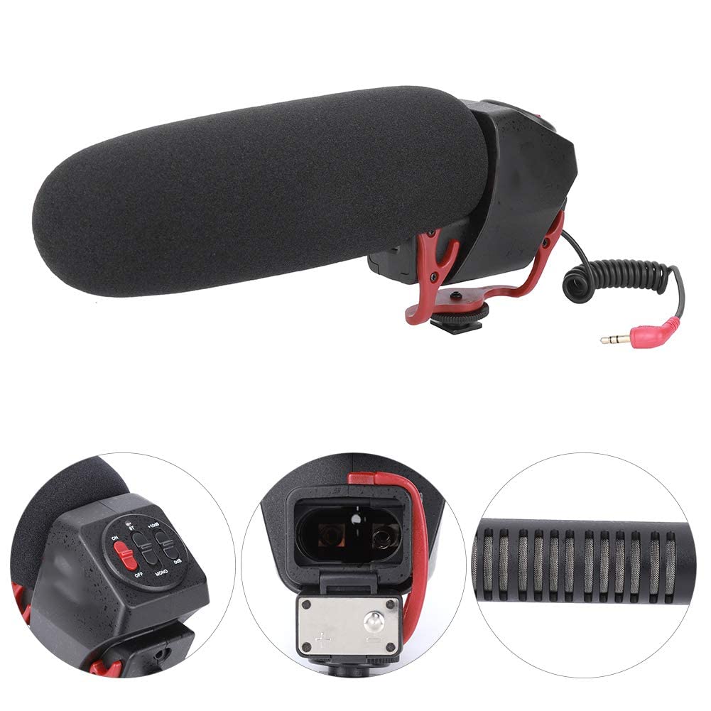 T opiky Videocámara Grabación Micrófono de grabación, 3.5 mm Entrevista Video Cámara en Tiempo Real Micrófono estéreo Micrófono direccional de recopilación de Voz, para cámara SLR, ILDC