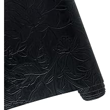 ONEART | Flower Embossed Textured Faux Leather, 12"54" Floral Embossed Synthethic Pleather for Bows Earrings Sewing Projects-Black