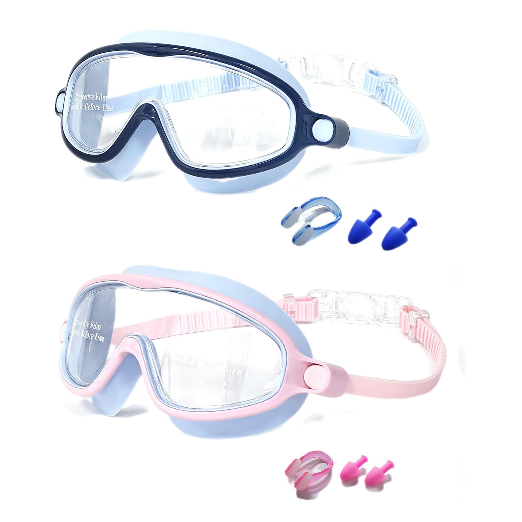 Swimbi Splsh Vision Brille, Blumi Baby Splashyeyes Goggles, Anti-Fog & UV Kinder Schwimmbrille mit Ohrstöpseln & Nasenklammer, Weitsicht Schwimmmaske für Kinder 3-14