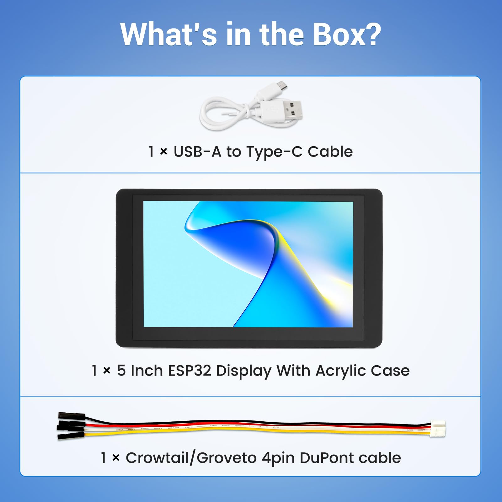 ELECROW ESP32 Display 800×480, 5 pollici HMI ESP32 RGB TFT LCD Touch Screen con custodia in acrilico, processore dual-core LX6 a 32 bit, fino a 240 MHz, compatibile con Arduino, LVGL, PlatformIO