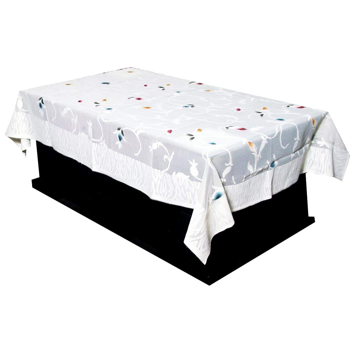 Kuber Industries Leaf Design Cotton 4 Seater Center Table Cover - Multicolor-CTKTC28758