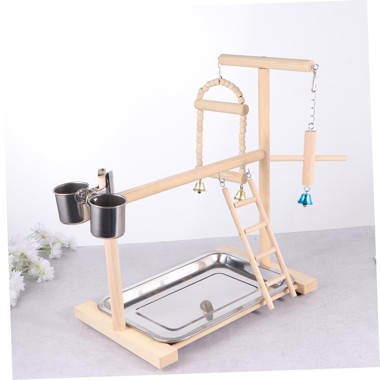 1pezzi Trespolo Per Pappagalli Legno Con Altalena Gioco Creativo Per Uccelli Supporto Sicuro e Pratico Per Pappagalli Per Intrattenimento e Attività Fisica Accessorio Essenziale