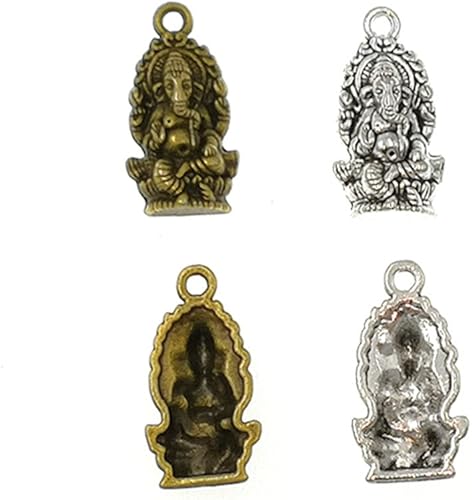 Miniatura 3 de ALIMITOPIA 30pcs Ganesha Colgante Religioso Charm para DIY Joyería Fabricación Accesorios, Zinc, No es una piedra preciosa