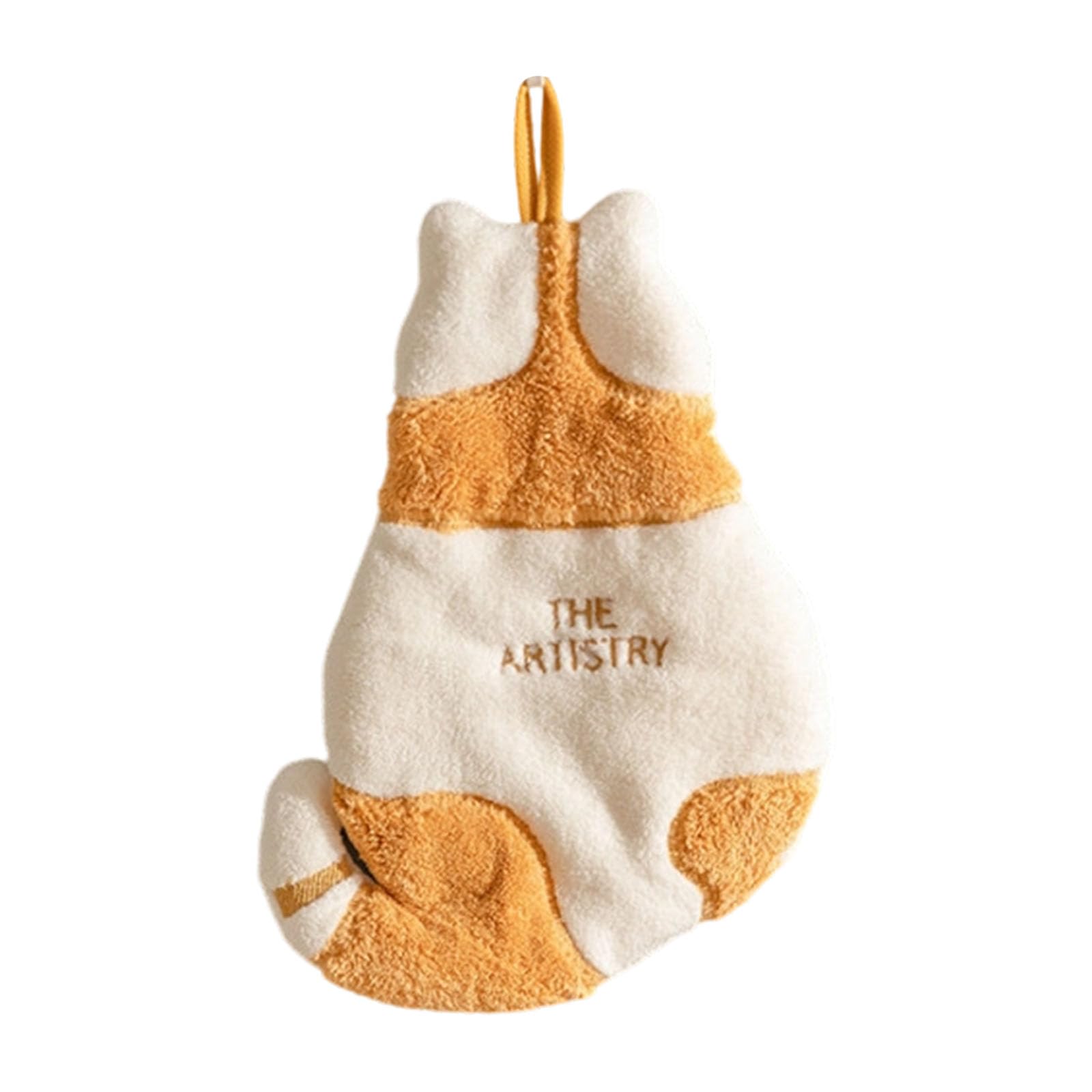 Msioytog Cartoon Cats Shape Hand Towel Corals Fleece Fabric Super Absorbent Towel with Hanging Loop for Kitchens Bathroom Decors Cats Themed