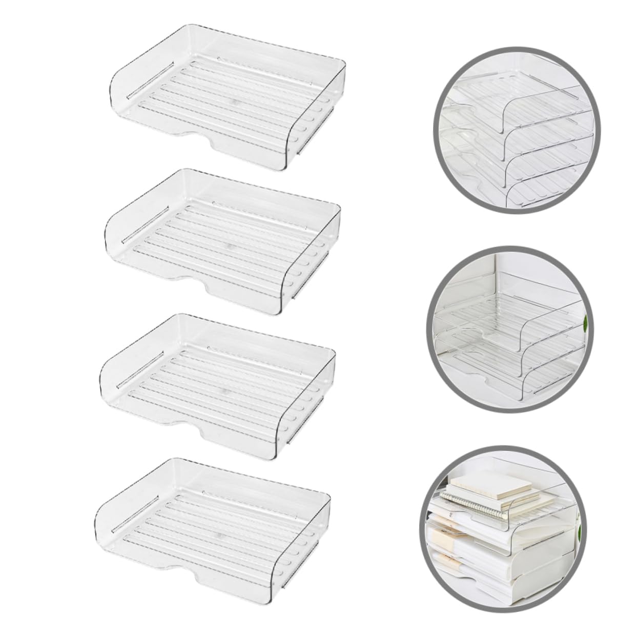 Stapelbarer Schreibtisch Aktenorganizer 4 Stück Pet für Büroablagen | Papierorganizer, Platzsparende Aufbewahrung für Dokumente, Elegantes Design für Büro und Zuhause