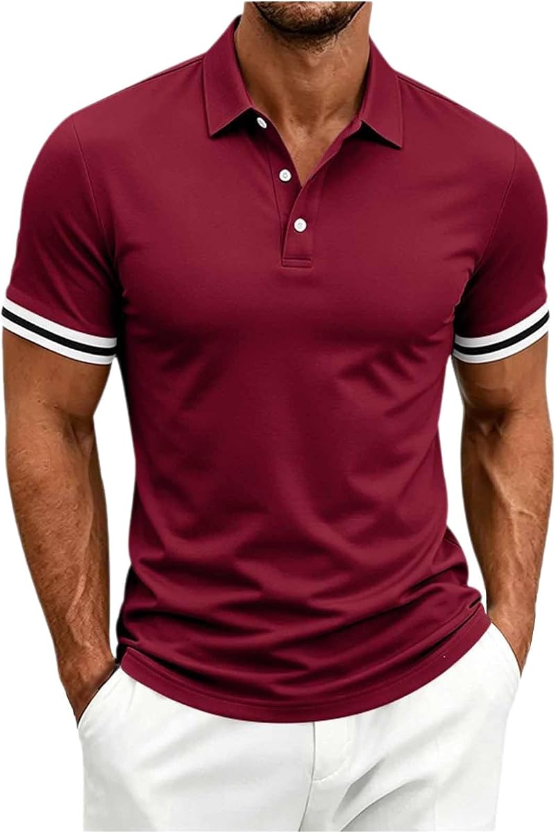 Men's Polo Shirt Quick Dry Performance Short Sleeve Golf Shirts | Golf Polos for Men with Collar Work Shirts Sport Wicking Shirt for Men Casual Athletic Collared T-Shirts