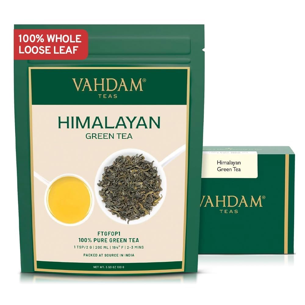Sponsored Ad - Himalayan Green Tea Leaves - 100g | Non GMO, Gluten Free |Natural, High Elevation Grown Tea Leaves From Himalayas | Pure Green Tea | Vacuum Sealed for Freshness