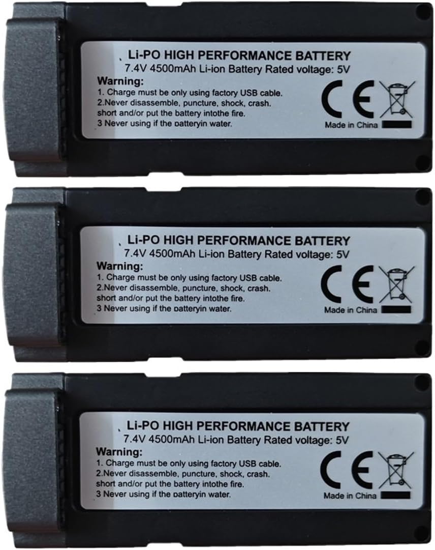 7.4V 3000mAh 4500mah Drone Battery,Compatible with L600-1 Rechargeable Batteries Pack L600 Pro Quadcopter Accessories(3pcs 4500mah)