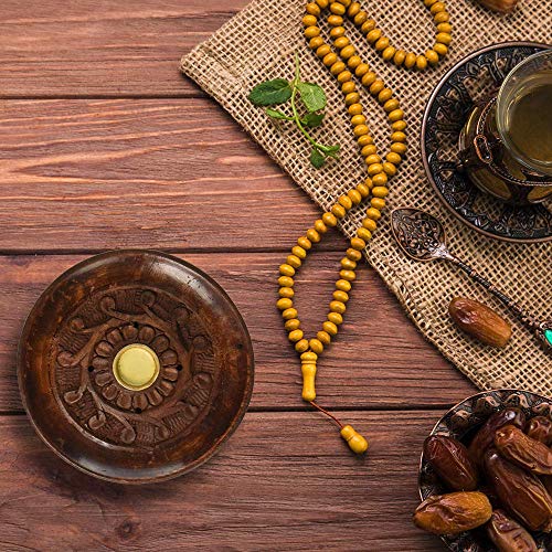 S.b.arts Wooden 2 In 1 Pentacle Handcrafted 4 Inch Round Incense Box Burner-Sticks Cones Holder-Incense Ash Catcher-Incense Holder-Handcarved Antique Gift-Home Decor Accessories-Ideal Gift Item #TOP2