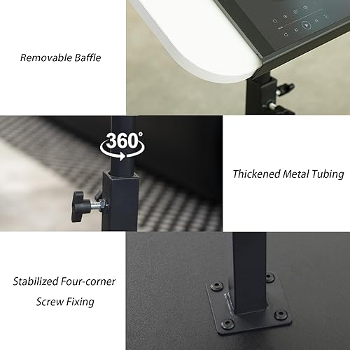 Miniatura 5 de Mesa auxiliar pequeña ajustable, altura ajustable, diseño de panel abatible y giro de 360, reposabrazos de sofá, mesa auxiliar en forma de C,