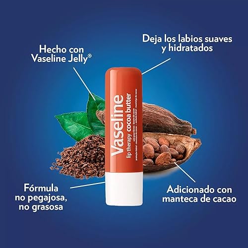Miniatura 6 de Vaseline Bálsamo labial de terapia labial con gelatina de petróleo humedad para labios agrietados bálsamo labial de mantequilla de cacao para