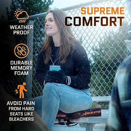 ACELETIQS Portable Heating Pad Stadium Seat Cushion for Bleachers | USB Battery Pack Included | Great for Office, Park, Boat, Stadium, Camping