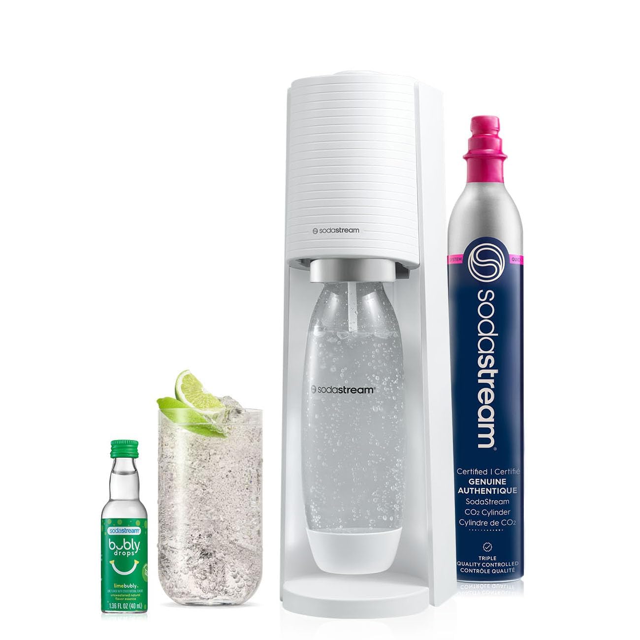 SodaStream Terra Sparkling Water Maker Bundle (White), with CO2