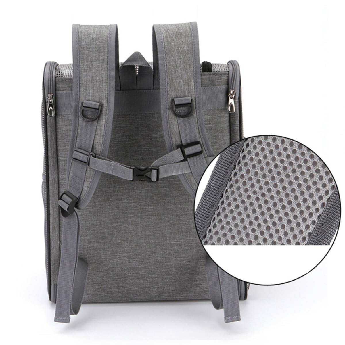 Homoyoyo Mochila para Mascotas Negra Tamaño L Mochila Bandolera Transpirable de Malla Portátil para Gatos y Perros hasta 15 Kg Ventana Enrollable para Ventilación y Correa Acolchada