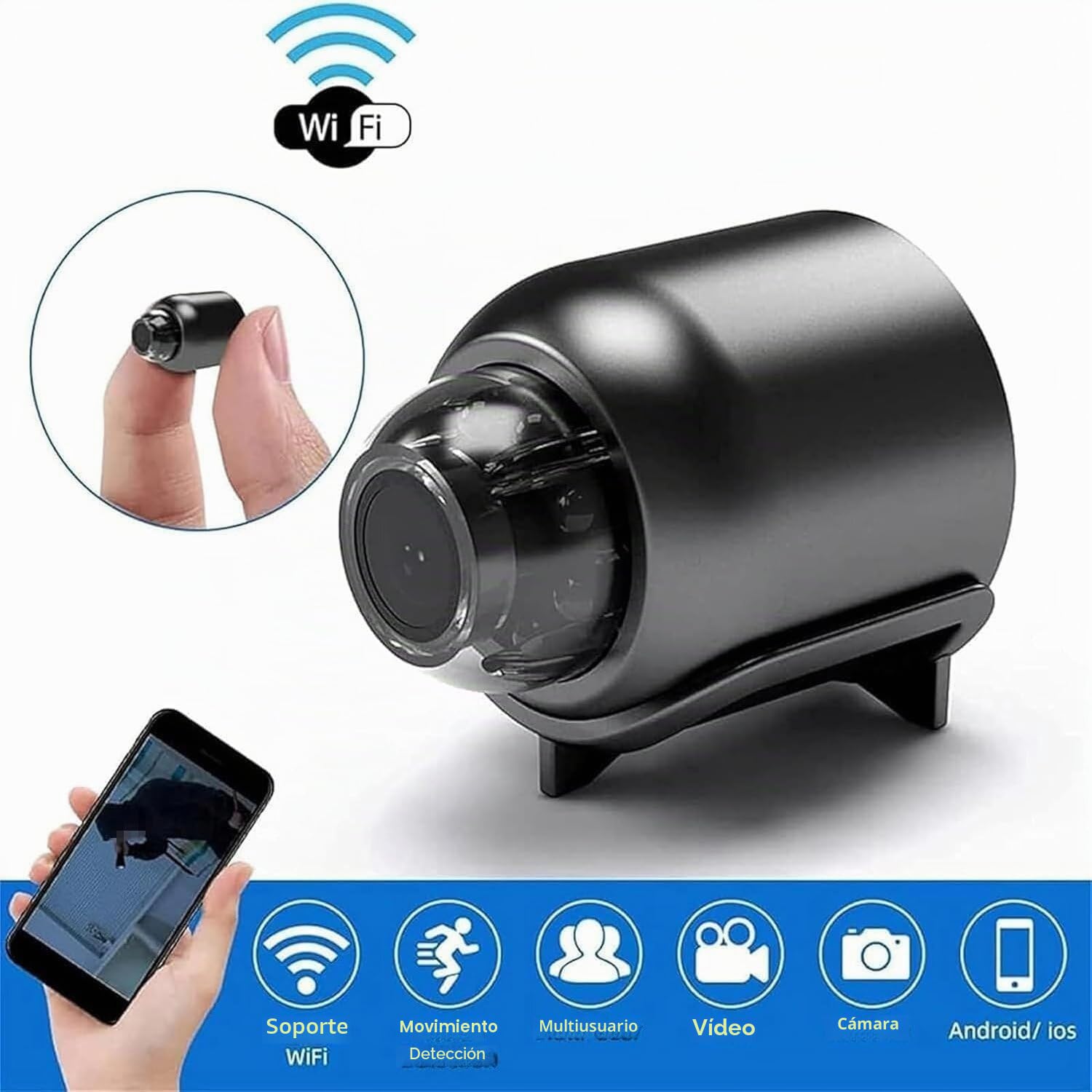 Cámara Ojo de Gato, Popular Cámara de Ojo de Gato para el Hogar, Mini Cámara Wifi Inalámbrica 1080p con Visión Incluida, Fácil Instalación, Cámara de Visión Nocturna para Hogar, Oficina, Coche (3