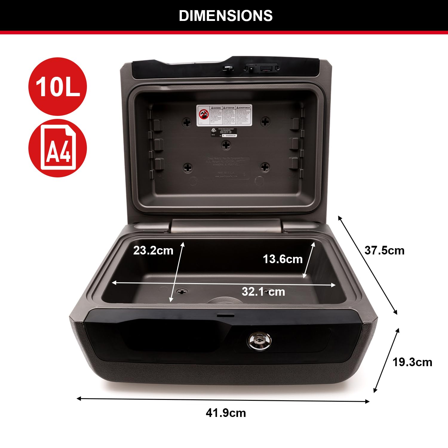 Master Lock Sicherheitskassette [Feuer- und Wasserfest] [Large] [Schlüsselschloss] LCFW30100 – Für Ausweise, A4-Dokumente, kleine Elektrogeräte, Juwelen usw.