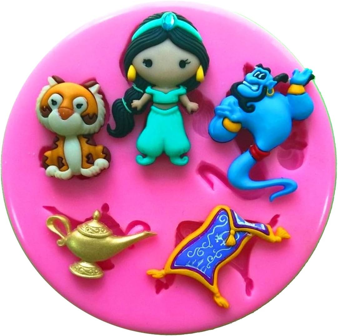 Princess Jasmine Genie Rajah Aladdin Silicone Mould Mold for Cake Decorating Cake Cupcake Toppers Icing Sugarcraft Tool by Fairie Blessings