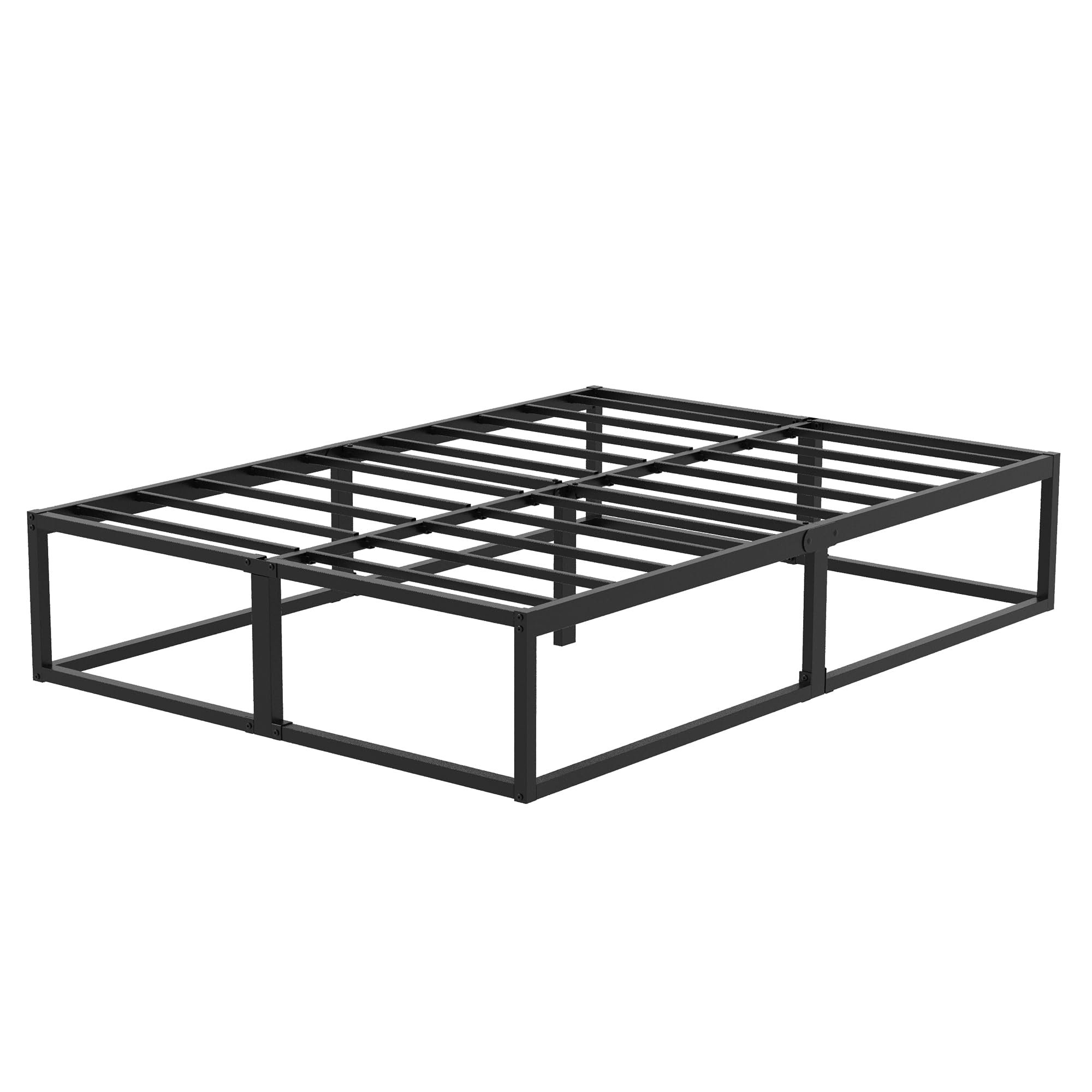 EMODA Bettgestell 180 x 200 cm mit lattenroste, 36cm hoch viel Stauraum, | Doppelbett viel Stauraum, Stabiles Metallbett, Einfache Montage, Geräuschlos, Schwarz