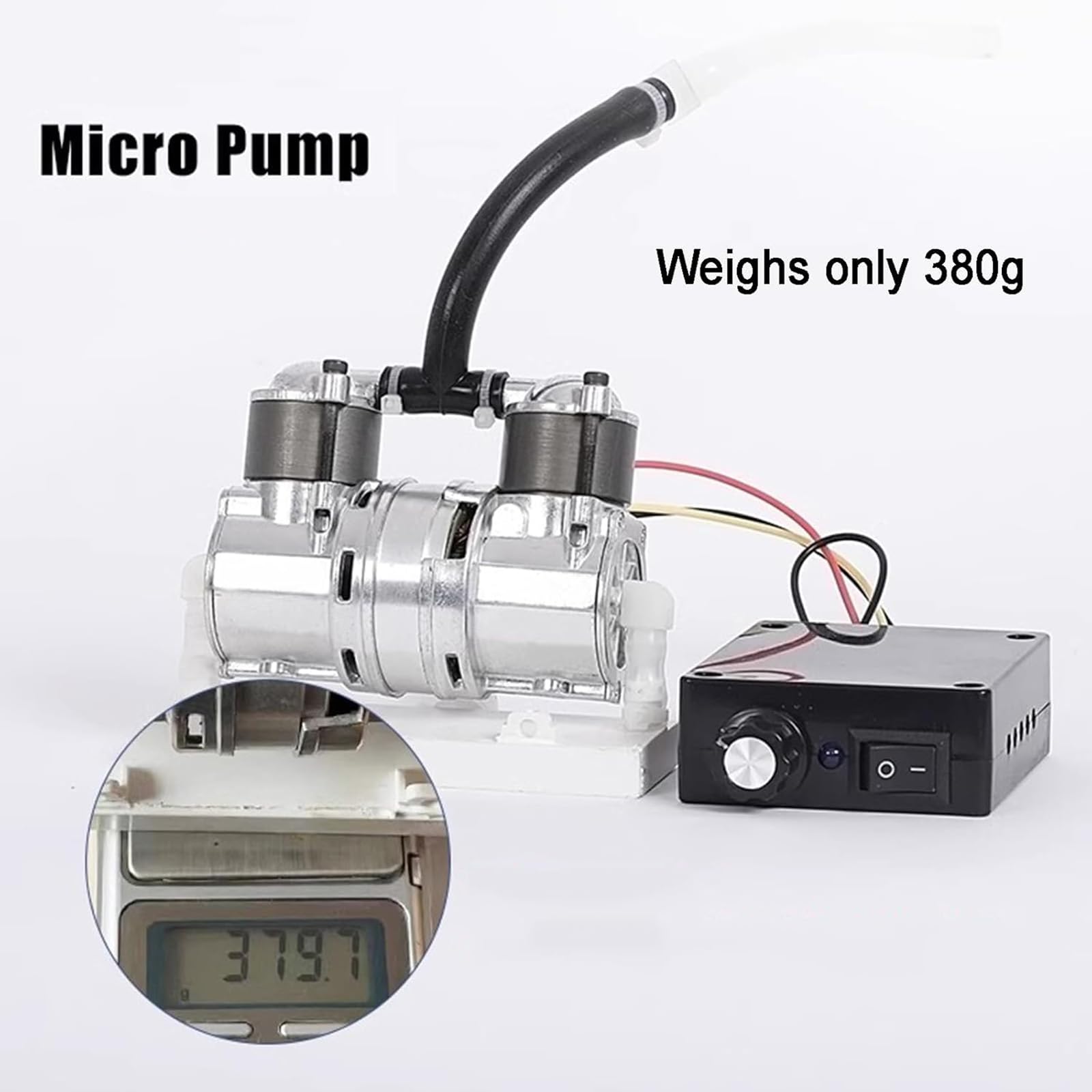 Minibomba De Vacío Sin Aceite, Bomba De Aire De Conversión De Frecuencia De 12 V CC Y 100 KPa, Caudal Ajustable De 10 L/min, Compatible con Filtración Al Vacío Y Aireación Convencional