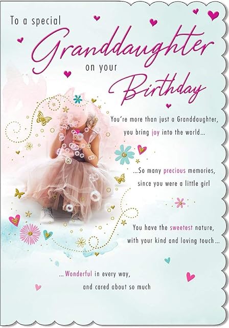 Piccadilly Greetings Traditional Birthday Card Granddaughter,white,- 9 x 6 inches