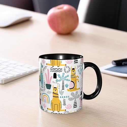 Miniatura 3 de Taza de café de llama, divertida taza de té de cerámica, apta para lavavajillas, microondas, 11 onzas, oficina y hogar, regalo ideal para hombres y