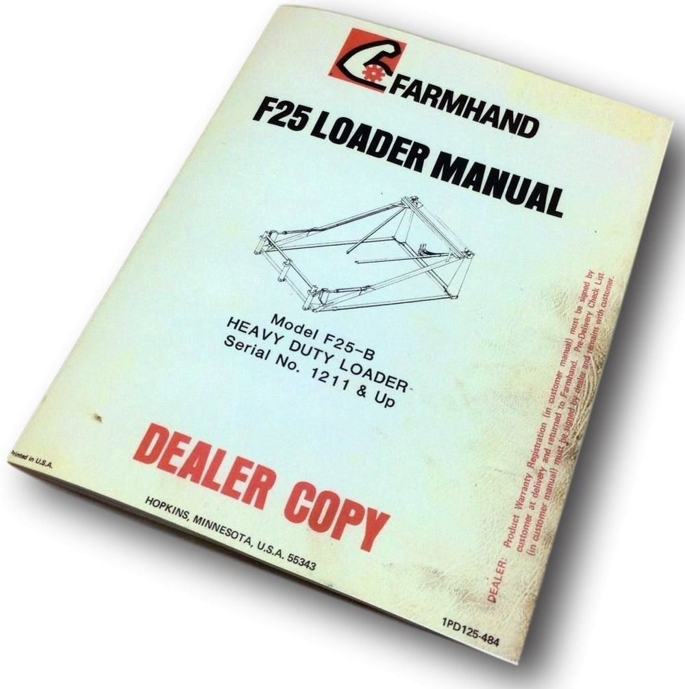 Farmhand F25 Loader Assembly Operation Parts List Manual