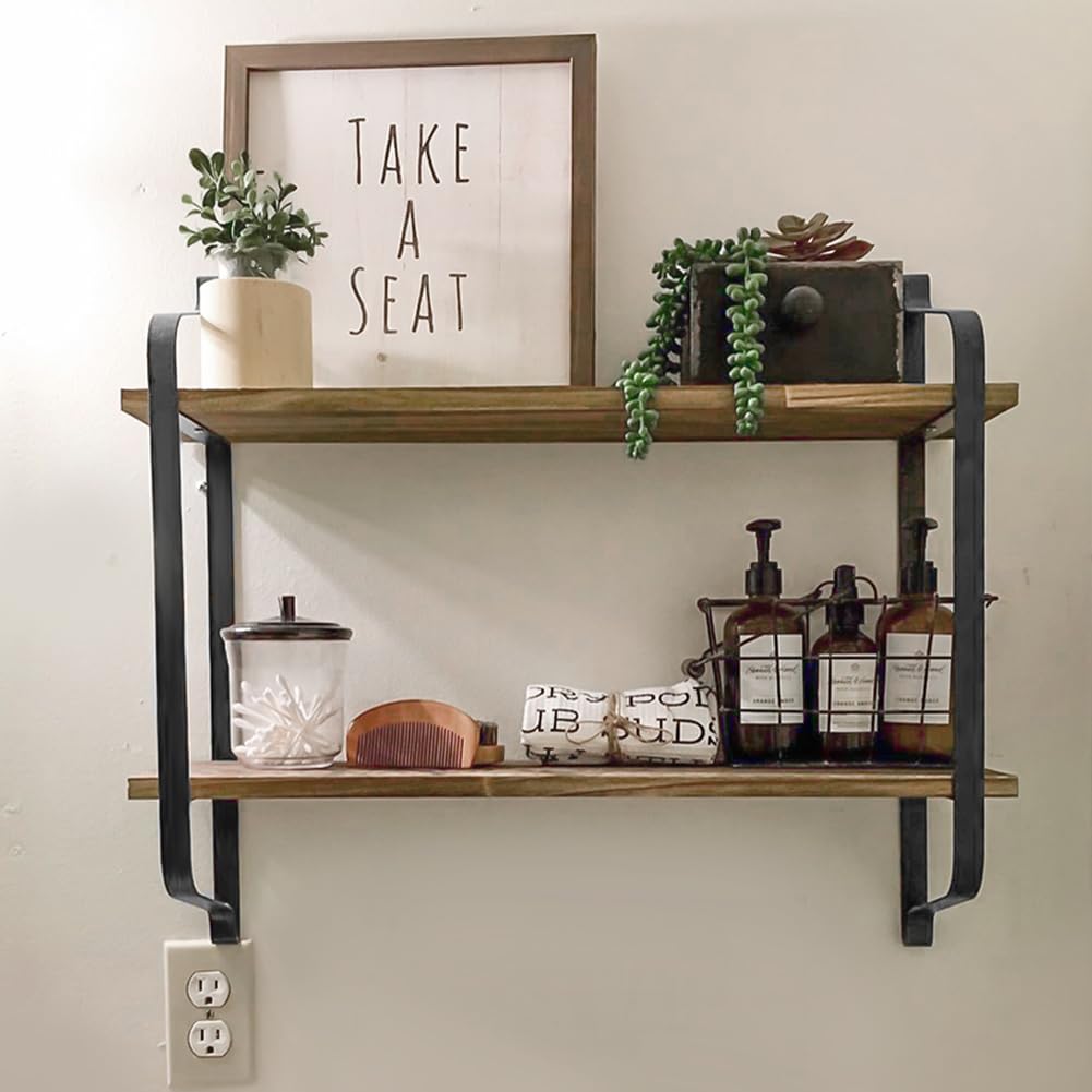 Warmiehomy 2-Tier Wall Mounted Floating Shelves Wall Display Shelf