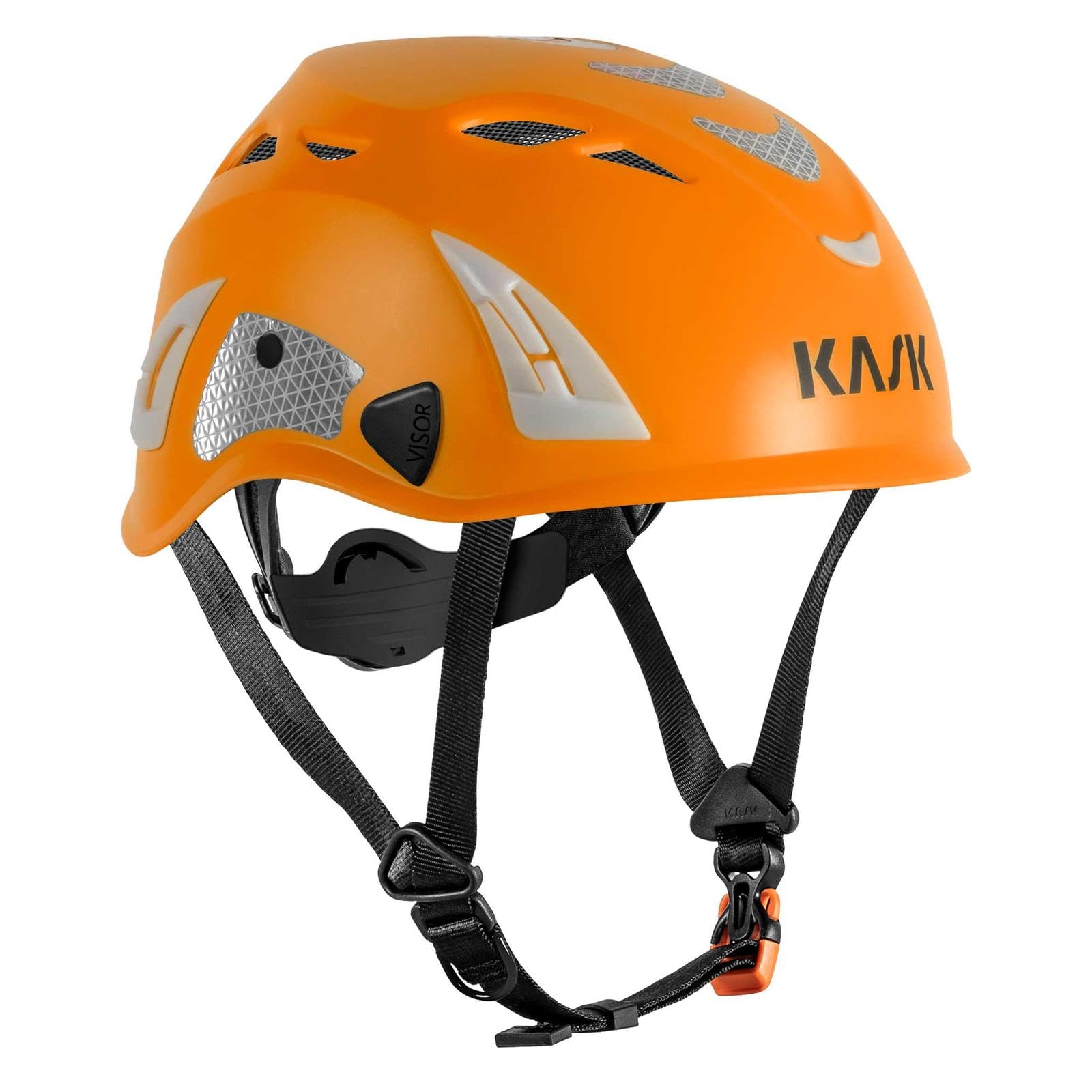 KASK Casque de protection Superplasma HI VIZ - Casque de sécurité au travail, molette de réglage, bandes réfléchissantes, EN 397, couleur : orange
