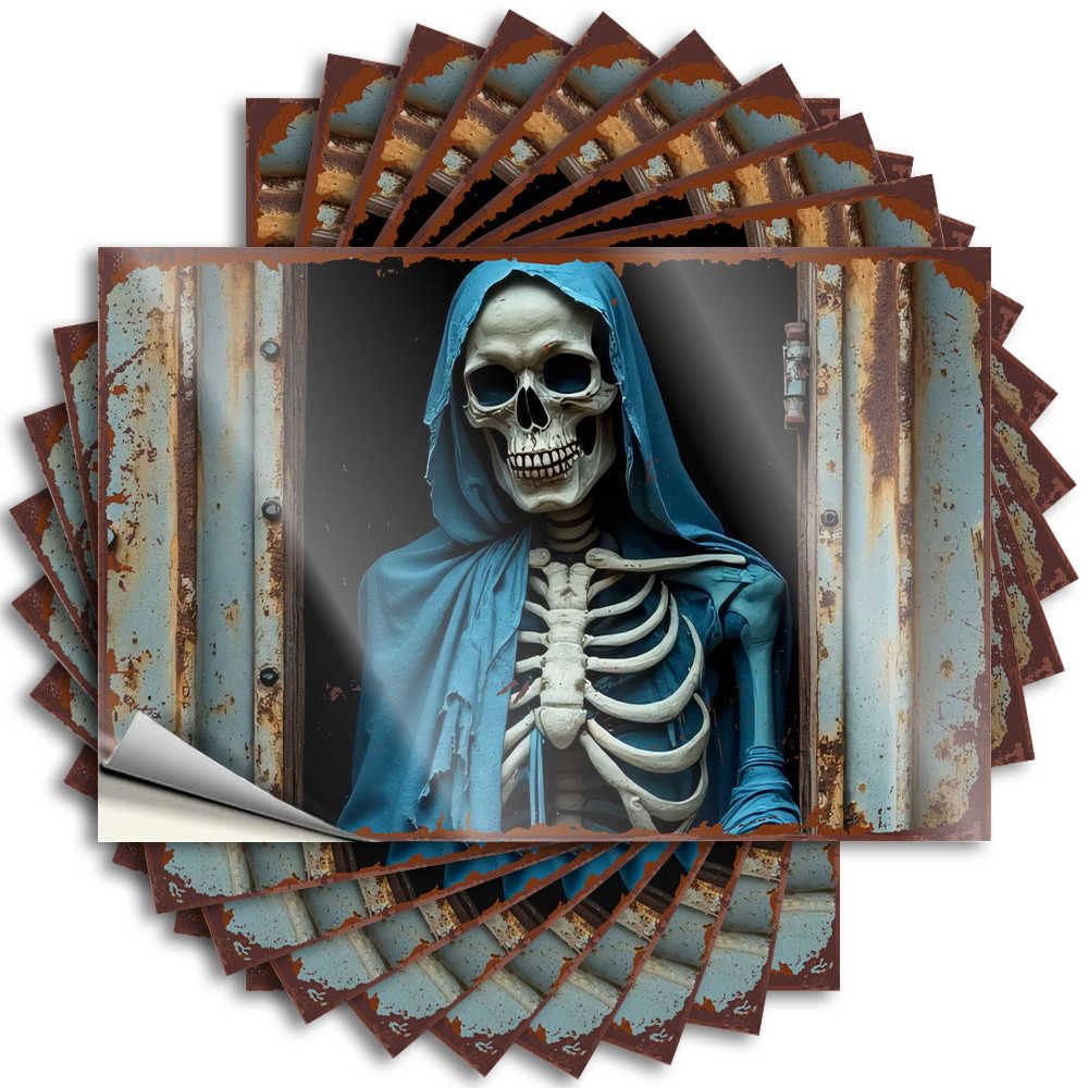Decals Bar Man Cave Decor Durable Vinyl - Happy Halloween Spooky Halloween Skulls Cover for Men Use(8X12CM)