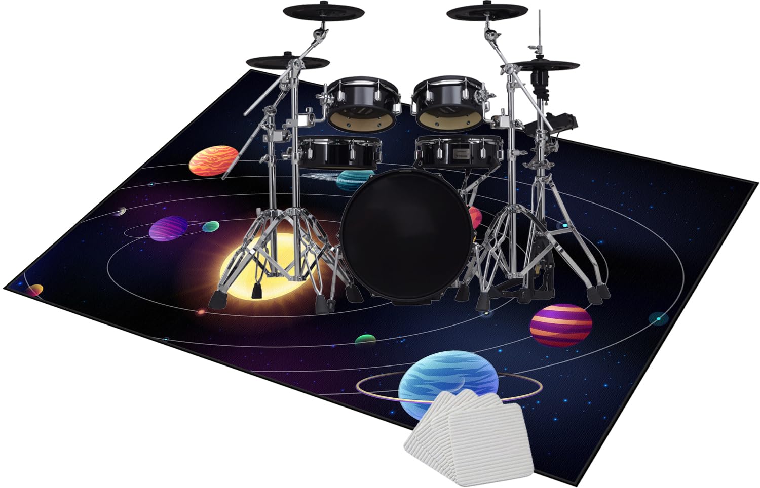 Elektroniczna mata perkusyjna, maty perkusyjne, mata akustyczna, dźwiękoszczelna mata do instrumentów muzycznych, antypoślizgowa mata na baterie 200 x 160 cm