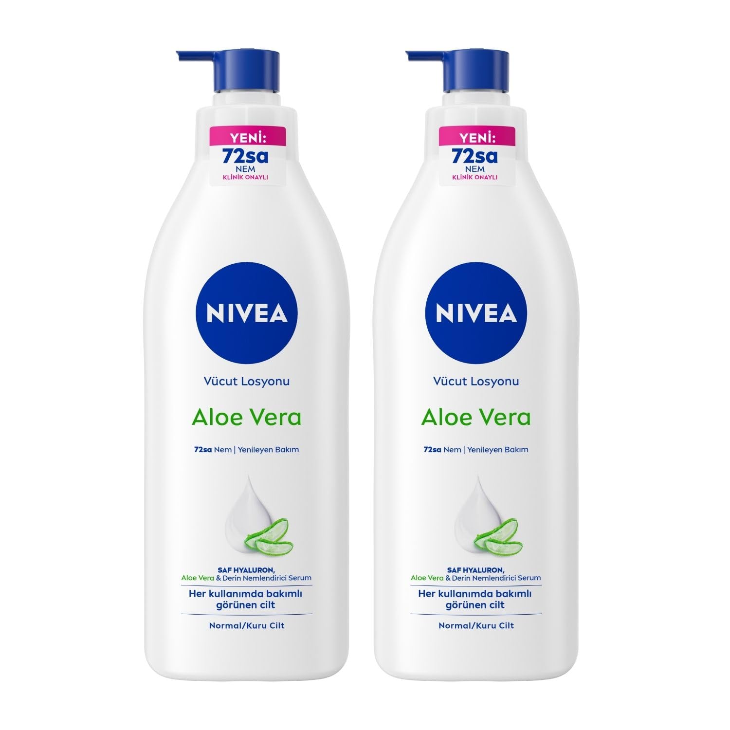 NIVEA Aloe Vera Vücut Losyonu 400m, Normal/Kuru Ciltler için, 48 Saat Nemlendirme, Avantajlı Paket,x2 Adet