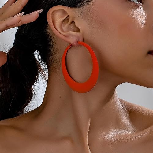 Miniatura 3 de Aretes de aro coloridos para mujer, aretes colgantes de neón de los años 80 y 90, aretes retro mate grandes, aretes gruesos exagerados, joyería Y2K,