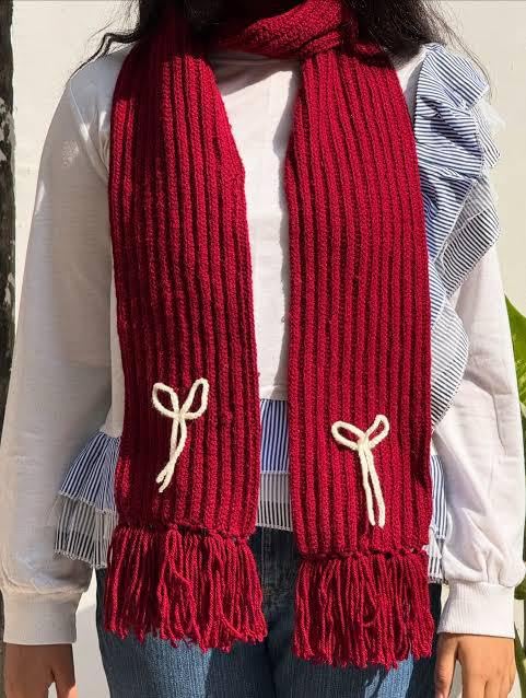 Image of KB STAR Cute Bow Women Casual Luxurious Premium Checkered Acrylic Woolen Muffler /Scarf /Stole for Winter