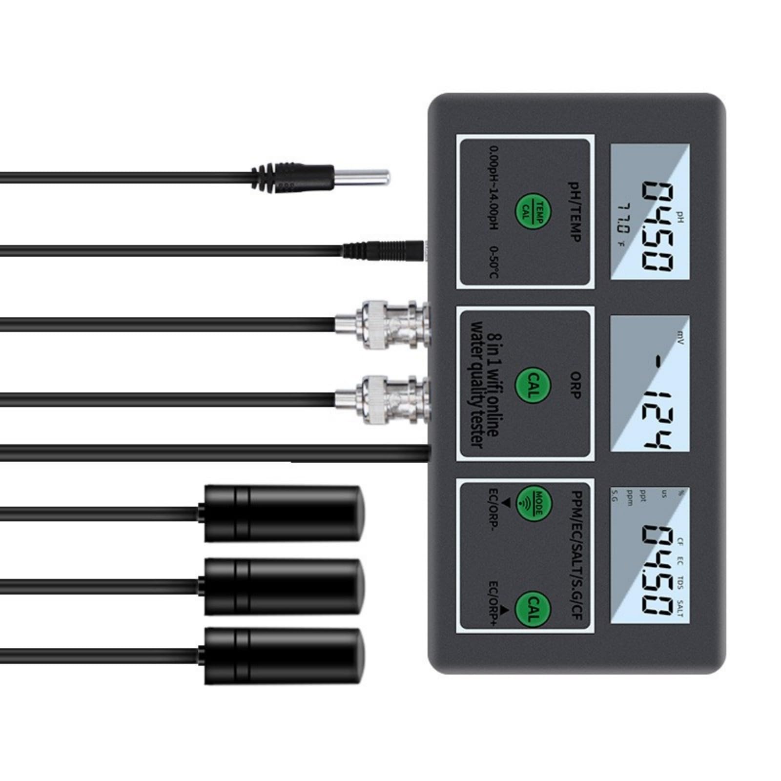 Controllo completo dell'acqua 8 Parametri Test con connessione WiFi per una rapida salinità Legge il misuratore di temperatura della salinità dell'acqua piccola