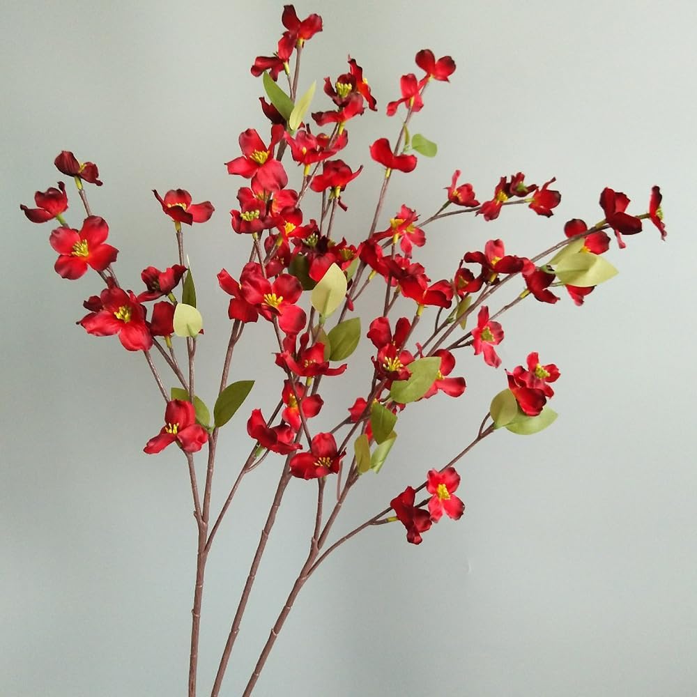 3Pcs Artificial Dogwood Flowers Stem 22In Fake Cornus Flower Branch for Home Wedding Bouquet Kitchen Table Centerpieces Decoration (White)