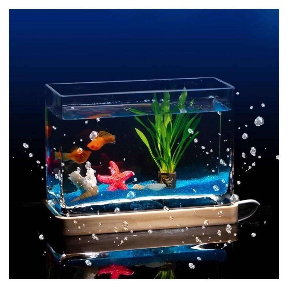 Aquarium Kleines rechteckiges Mini-Aquarium aus Glas for Wohnzimmer, Schreibtisch, kreativer Kampffisch
