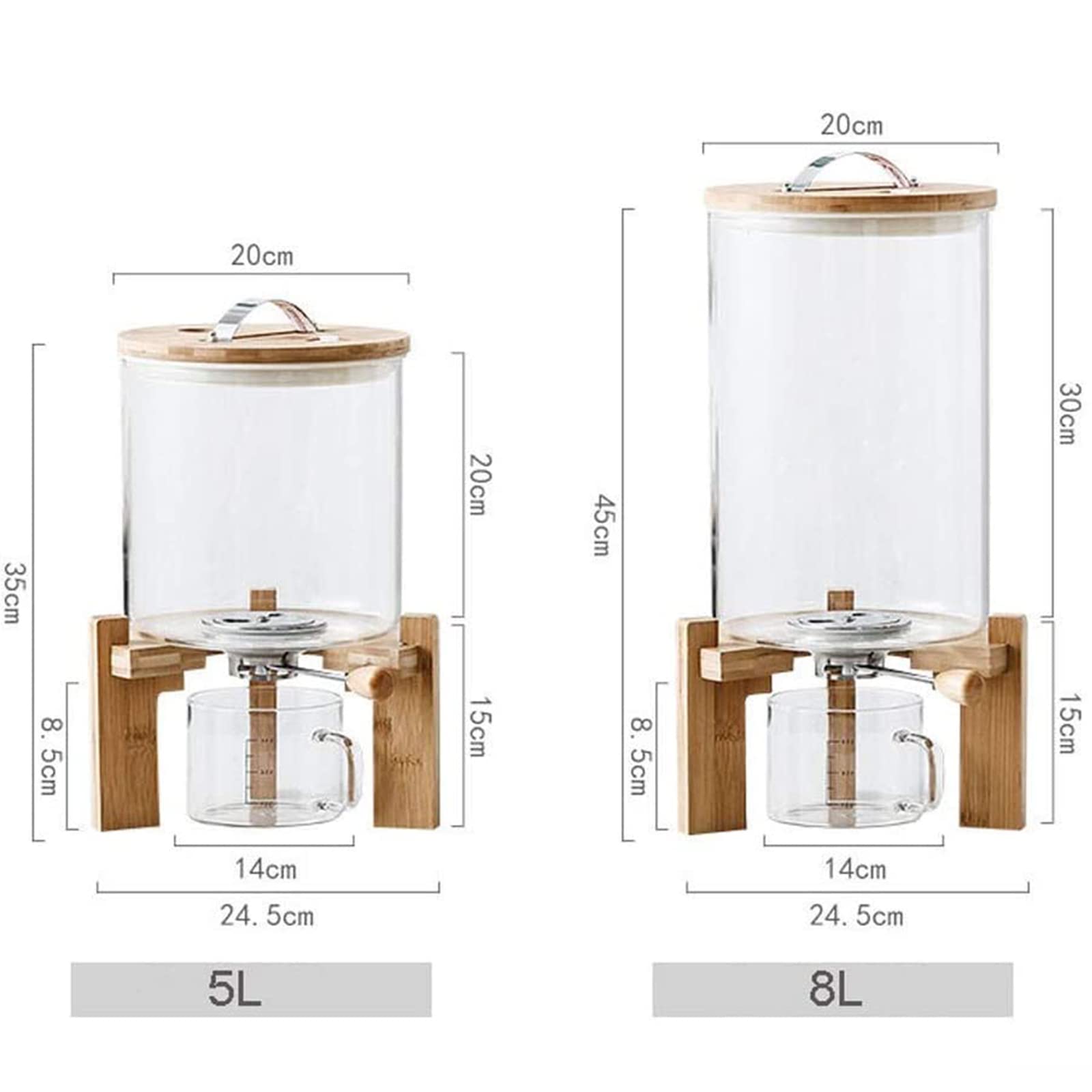 Amazon｜5L/8L ライスディスペンサー 大型密封穀物収納容器 密閉竹蓋と