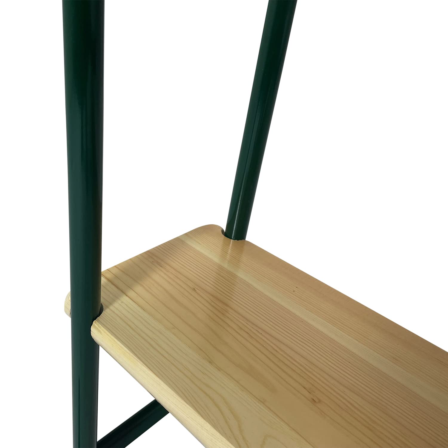 DEGAMO Stehtisch Bartisch Bamberg 70 x 113 cm, Gestell Stahlrohr dunkelgrün, Tischplatte Kiefernholz transparent beschichtet, klappbar, Höhe 110cm