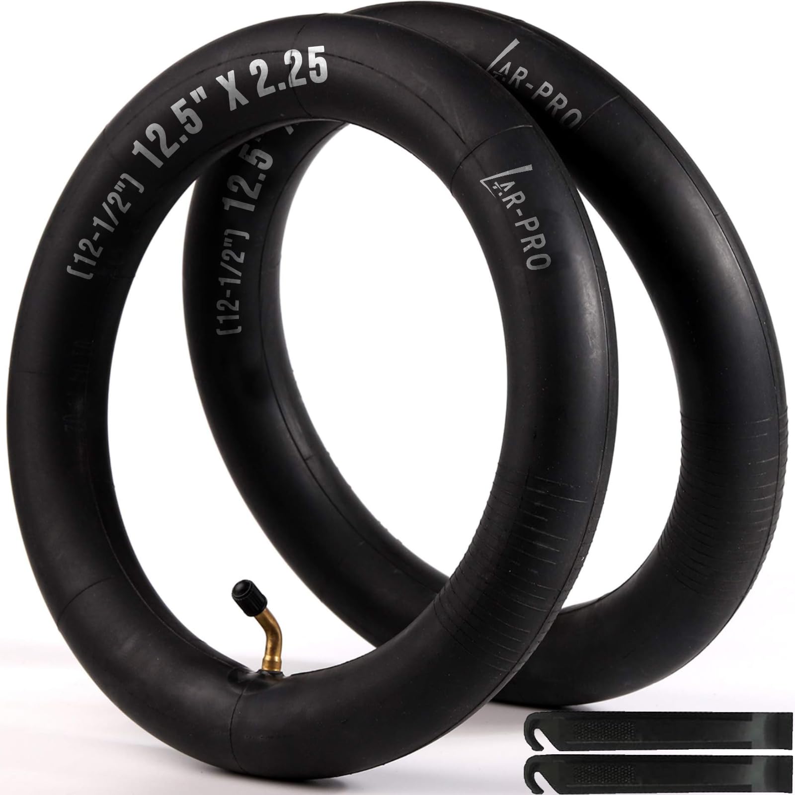 Photo 1 of (2 Pack) AR-PRO Scooter Replacement Inner Tubes - 12.5" x 2.25" Inner Tubes with Angled Valve and FREE 2 Tire Levers Compatible With Razor Pocket Mod Bella Chrissy Hannah Montana Electric Scooters