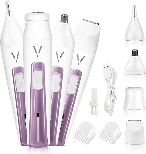 Maquinillas de afeitar faciales para mujer recargable 4 en 1 depilación facial y recortadora de nariz de cejas recortadora de bikini sin dolor