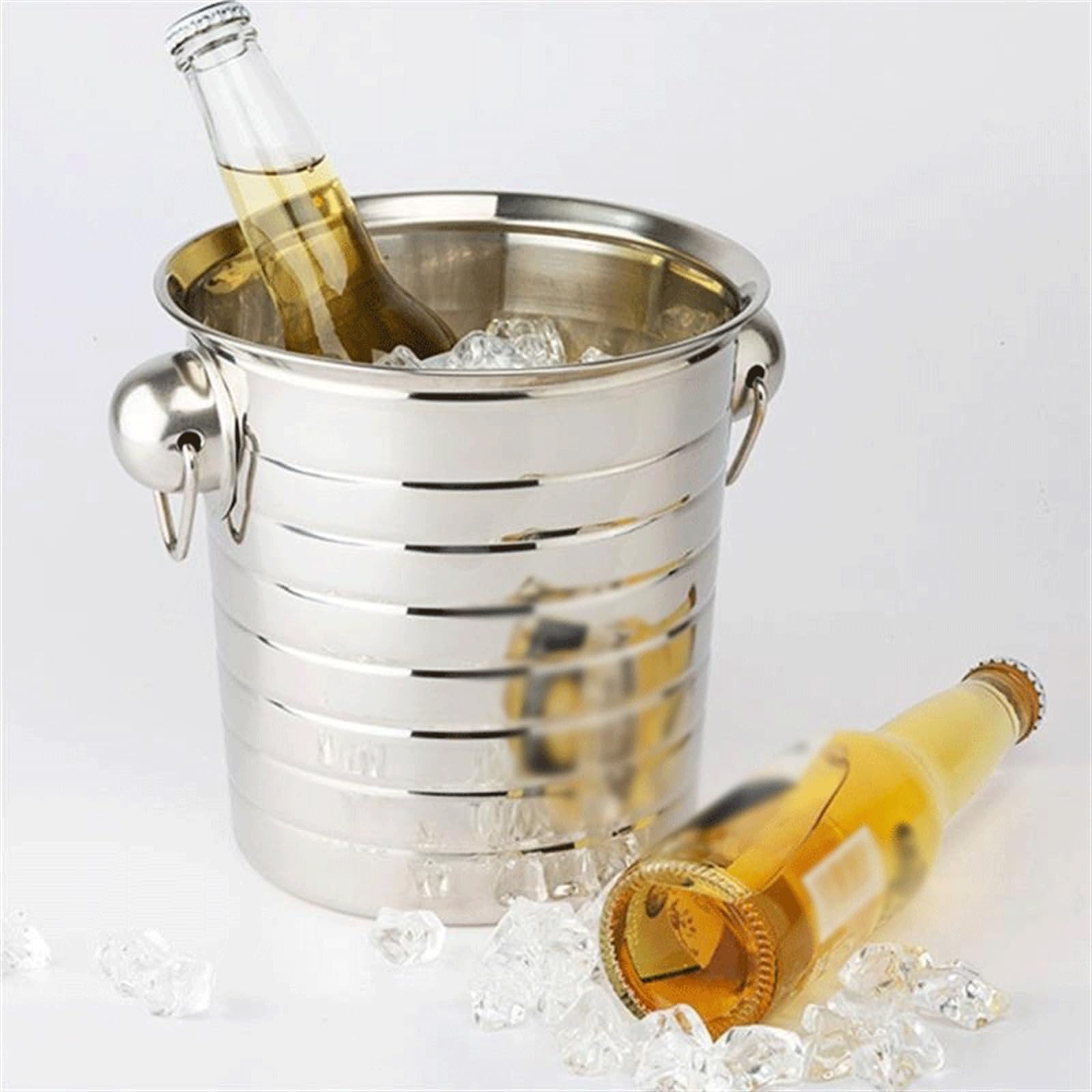 Cubitera/Enfriador Cubo de hielo de acero inoxidable, congelador portátil, KTV, fiesta, champán, botella de bebida, refrigeración resistente, 1 unidad, Enfriador de botellas de vino Cubiteras Botellas