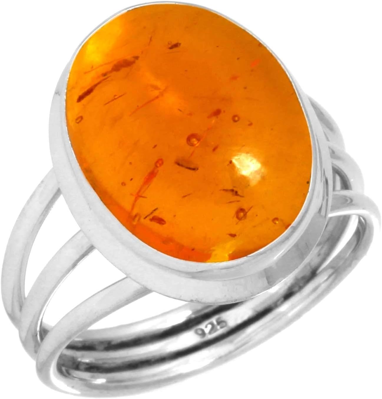 Chunky Natural Gemstone Ring For Women Garnet, Crystal, Moonstone, Pearl Oval Boho Genuine 925 Sterling Silver Handmade Jewelry