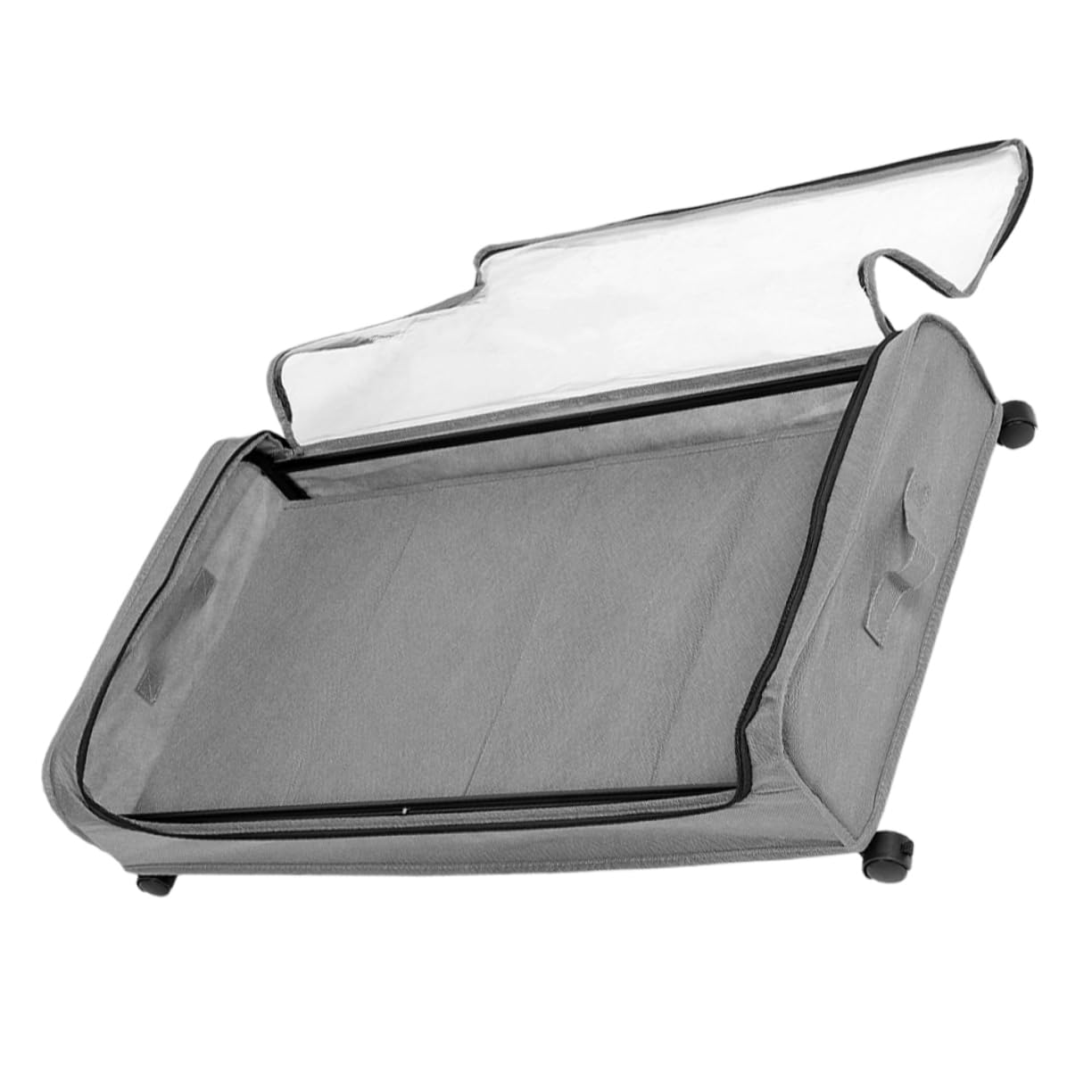 Unterbett Aufbewahrungsbox mit Rollen, Faltbar, Grau, Transparent