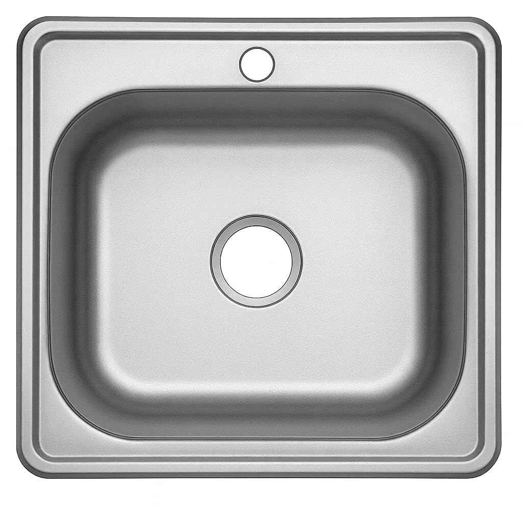 Edelstahlspüle 48x48 cm Eckige Einbauspüle Edelstahl Beidseitig montierbares Spülbecken für Küche Inkl. Siphon-Set