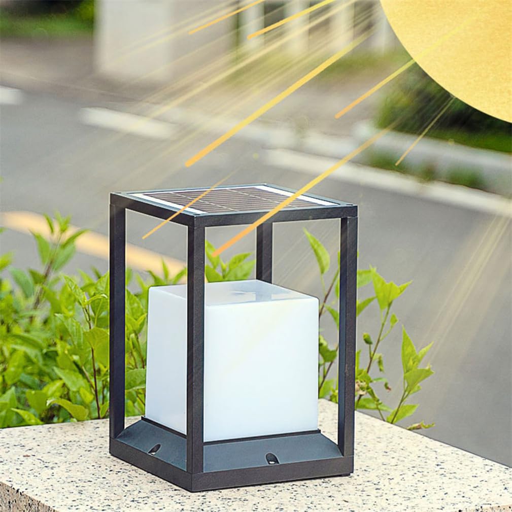 Lampada A Colonna Solare Minimalista Bianca Lampada Solare A Basso Consumo Energetico Con Accensione/spegnimento Automatico Illuminazione Paesaggistica Moderna Per Patio, Balcone, Giardino
