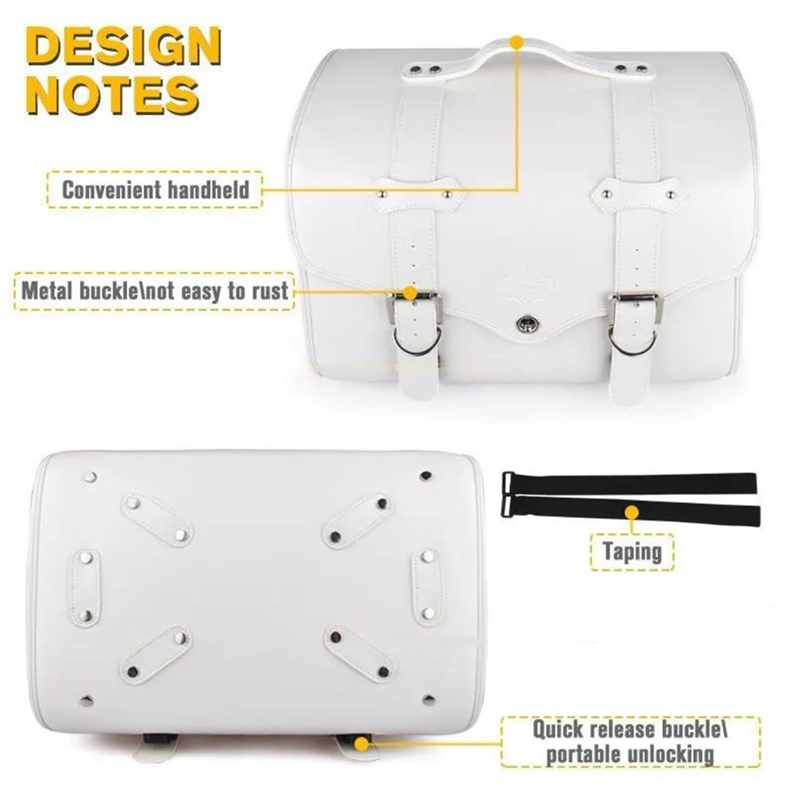 Reisebeutel Gepäcktasche Für Rebel Für Cruiser Scooter Reisetasche Sissy Bar Motorrad-Hecktasche Seitensatteltasche(Black White)