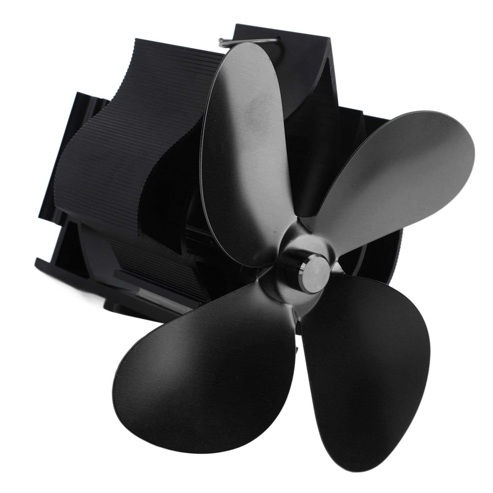 Jeanoko Ventilatore per Camino a Parete Alimentato a Calore con 4 Pale per un Riscaldamento Domestico efficiente. Lega di Alluminio da 1,7 Libbre (Nera)