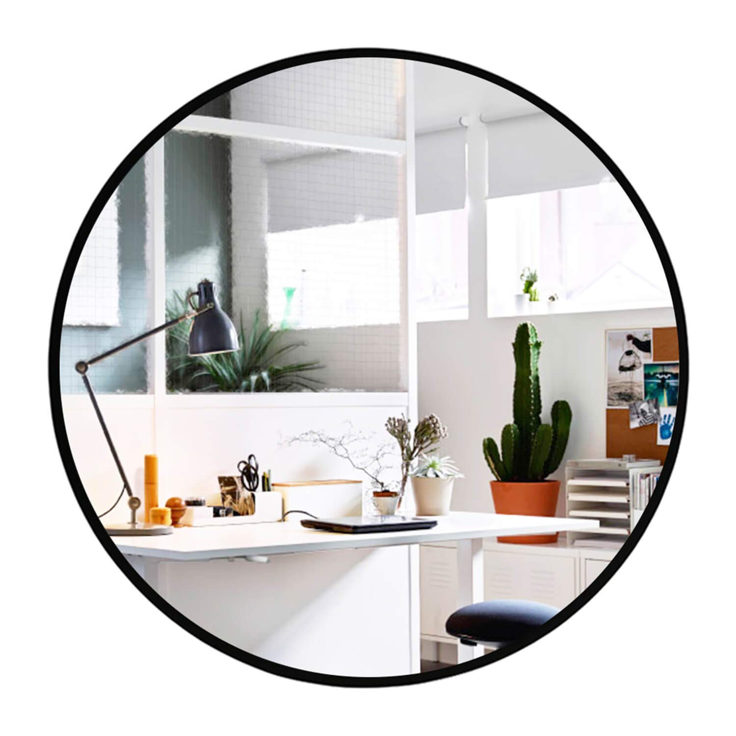 Elevens Wall Mirror - Popular 32 Inch Round Wall Mounted Decorative Mirror - Metal Frame, Best for Vanity Washrooms Bathroom and Living Rooms- Black