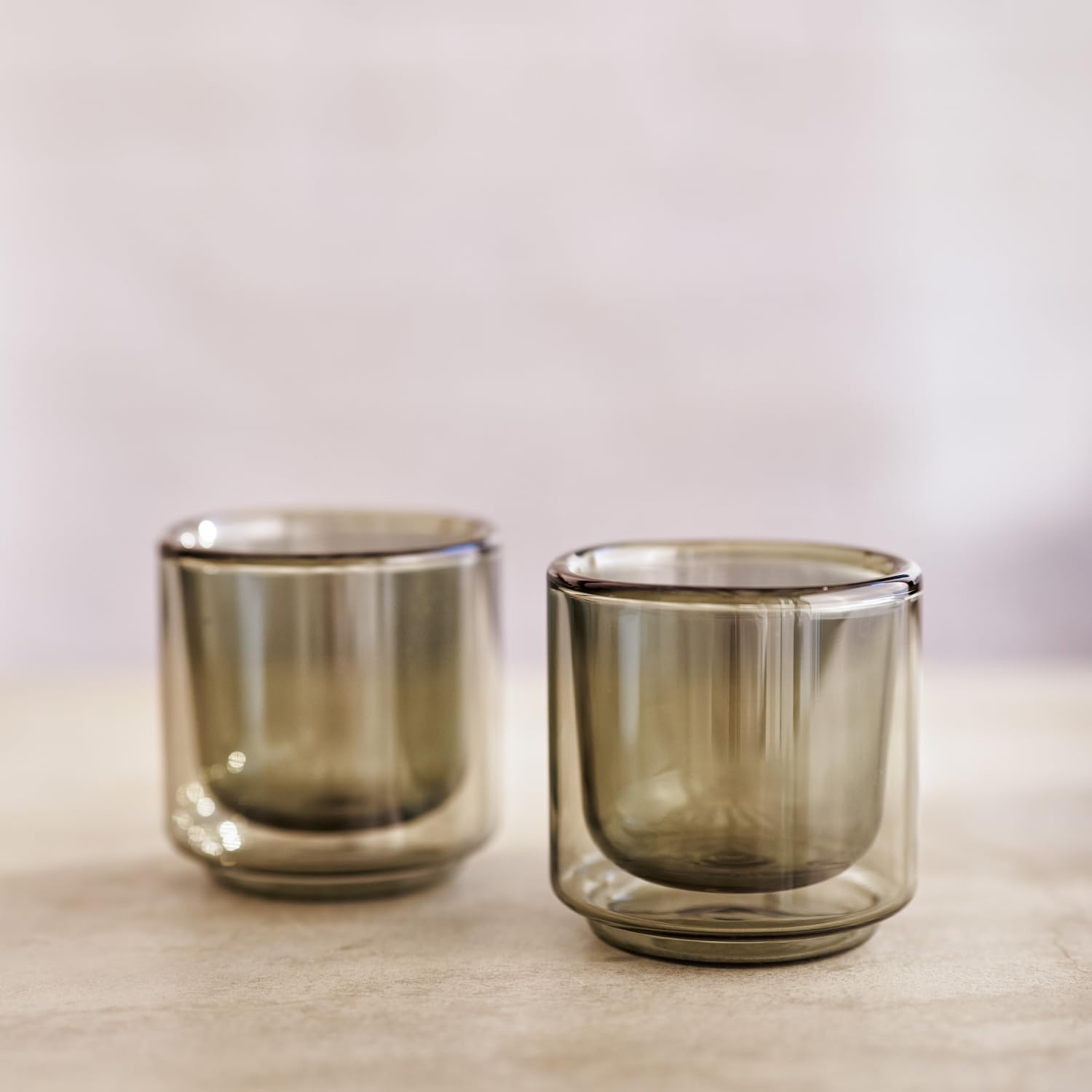 Terra Kaffe Fog Picco Espresso Glasses - 3 oz, Set of 2 | Double-walled borosilicate thermal insulated stackable coffee cups, heat-resistant clear glassware