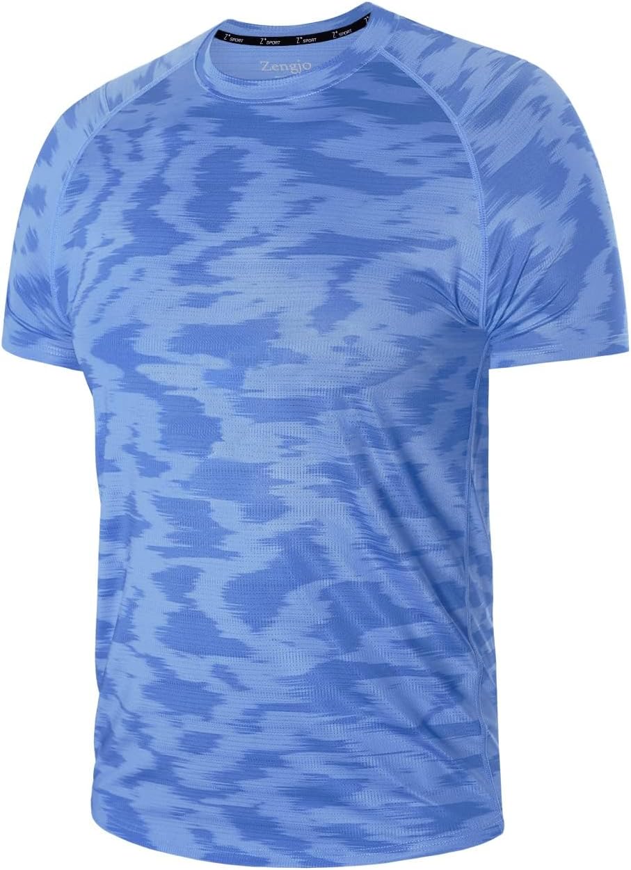 Zengjo Mens Workout Shirts Quick Dry Short Sleeve Athletic Running Gym T Shirt - Image 3